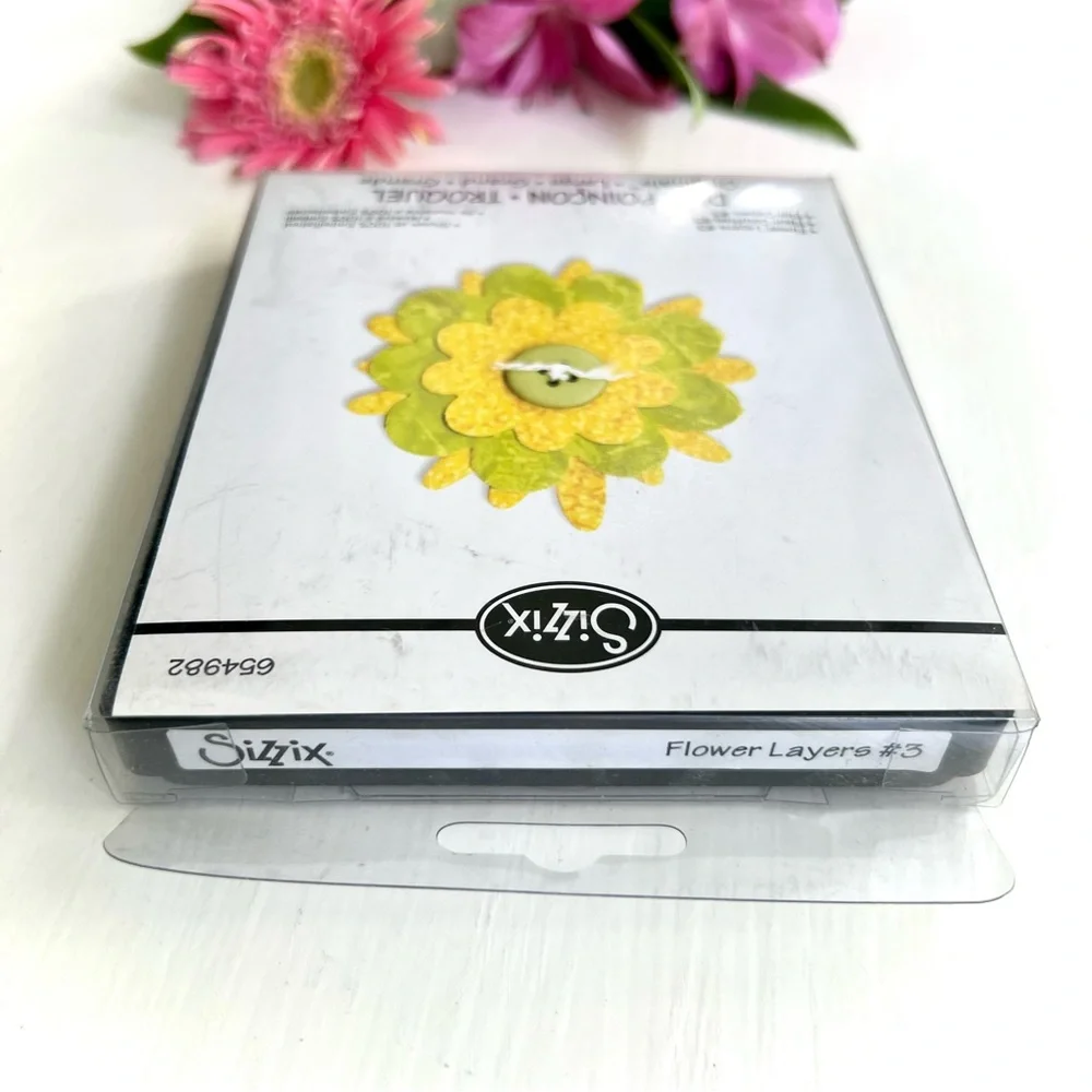 NEW Sizzix Flower Layers Die Cut 3 Paper Crafts Card Design DIY Art Projects